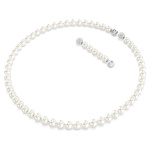 Matrix necklace Crystal pearl, White, Rhodium plated